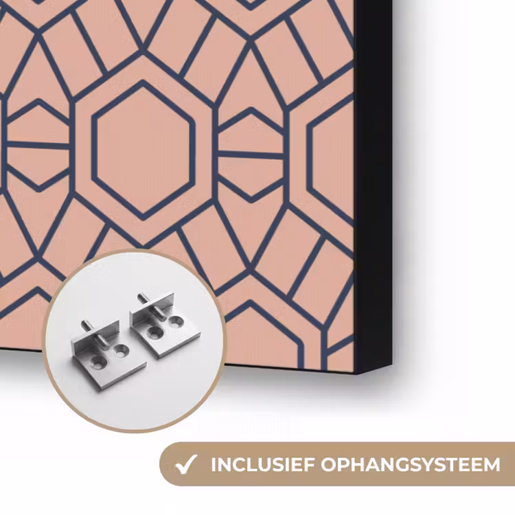 Strak - Patroon - Roze - Donkerblauw Textielframe zwart klein 947 -USP_ophangsysteemNL