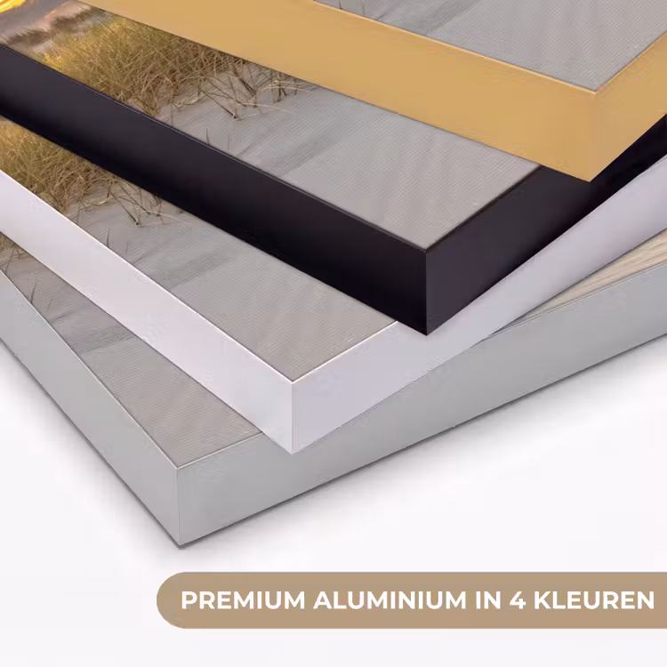 Strand - Duin - Gras - Zonsondergang - Zee Textielframe zwart klein -USP_kleurenNL