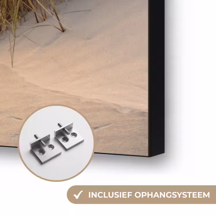 Strand - Duin - Gras - Zonsondergang - Zee Textielframe zwart klein -USP_ophangsysteemNL