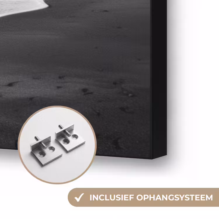 Strand - Klif - Golven - Voetstappen Textielframe zwart klein -USP_ophangsysteemNL