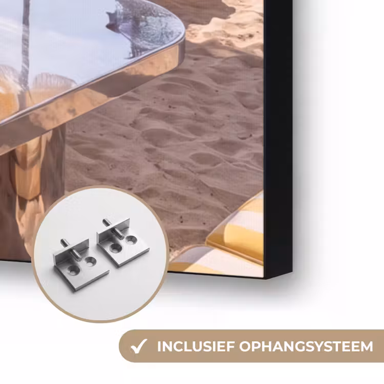 Strand - Ligbedden - Vakantie - Modern - Geel Textielframe zwart klein -USP_ophangsysteemNL