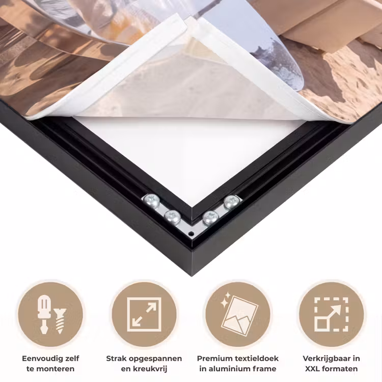 Strand - Ligbedden - Vakantie - Modern - Geel Textielframe zwart klein -USP_feed_closeupNL