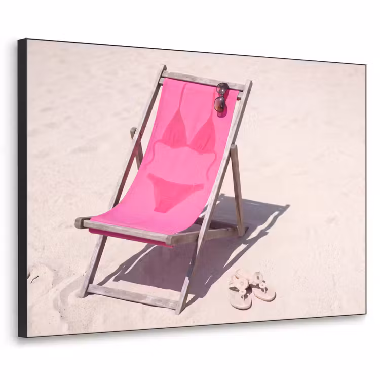 Strand - Ligstoel - Badkleding - Zomer - Roze Textielframe zwart klein -3d