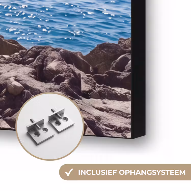 Strand - Ligstoel - Parasol - Zomer - Blauw Textielframe zwart klein -USP_ophangsysteemNL