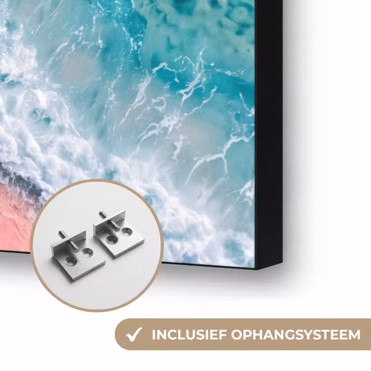 Strand - Oceaan - Golven - Roze Zand - Natuur Textielframe zwart klein -USP_ophangsysteemNL