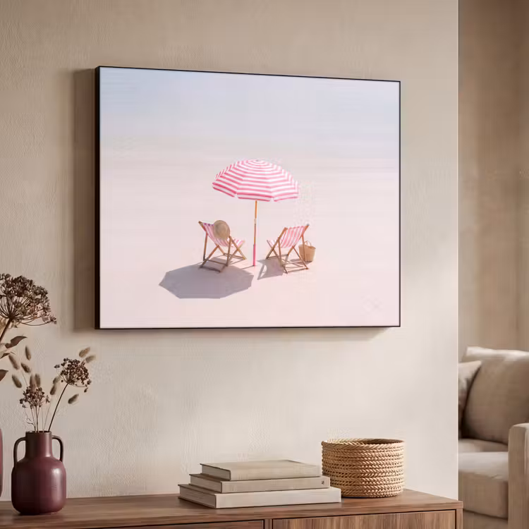 Strand - Parasol - Ligstoel - Zomer - Roze Textielframe zwart klein -sfeer3