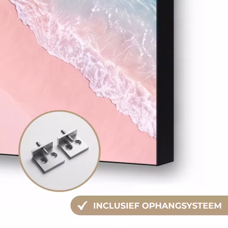 Strand - Roze zand - Zee - Zomer - Natuur Textielframe zwart klein -USP_ophangsysteemNL