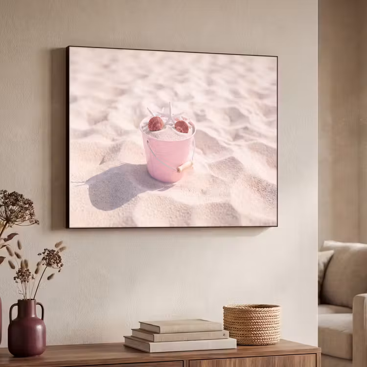 Strand - Schelpen - Zomer - Roze - Decoratie Textielframe zwart klein -sfeer3