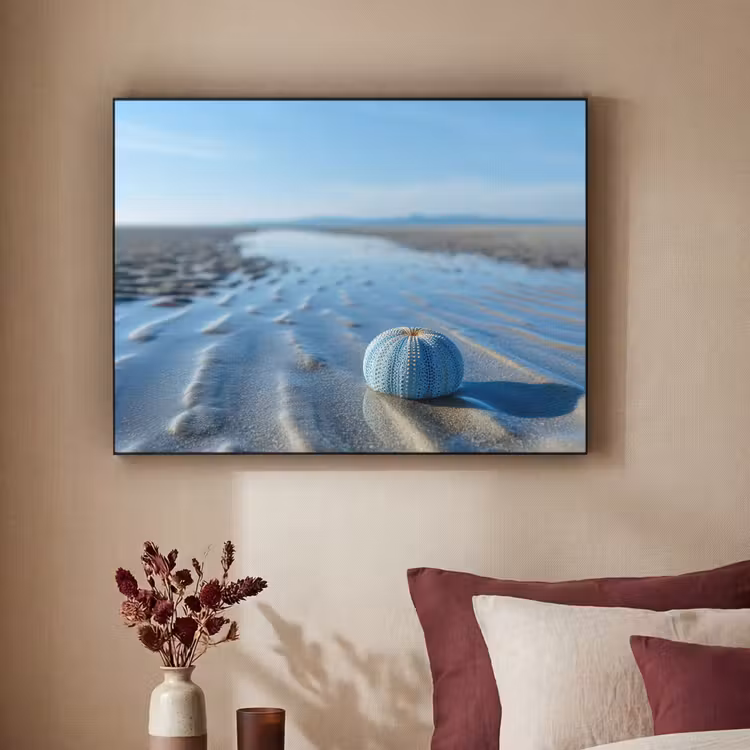 Strand - Schild - Water - Blauw Textielframe - compleet frame klein -sfeer1