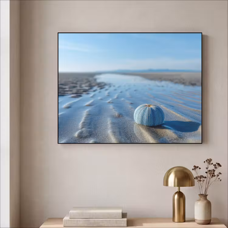 Strand - Schild - Water - Blauw Textielframe - compleet frame klein -sfeer2