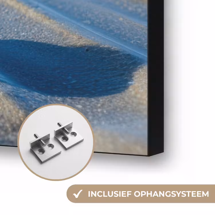 Strand - Schild - Water - Blauw Textielframe zwart klein -USP_ophangsysteemNL
