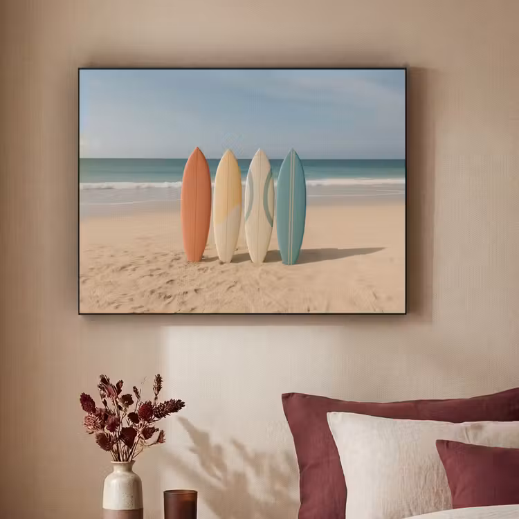 Strand - Surfbord - Pastel Textielframe - compleet frame klein -sfeer1