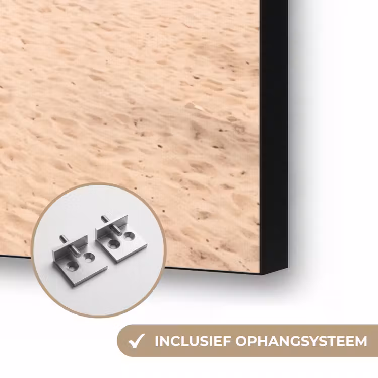 Strand - Wegwijzer - Palmen - Tropisch - Groen Textielframe zwart klein -USP_ophangsysteemNL