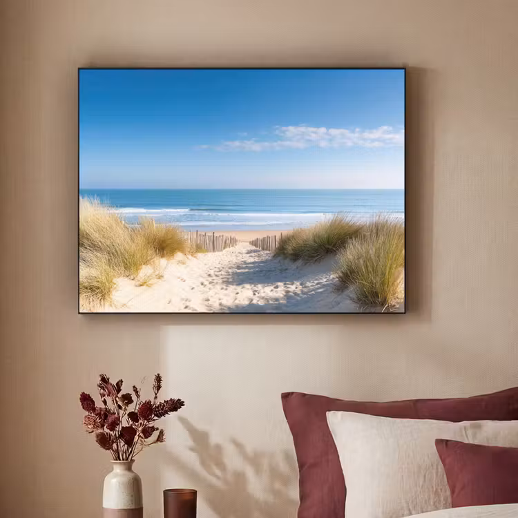 Strand - Zee - Duin - Zand - Zomer Textielframe zwart klein -sfeer1