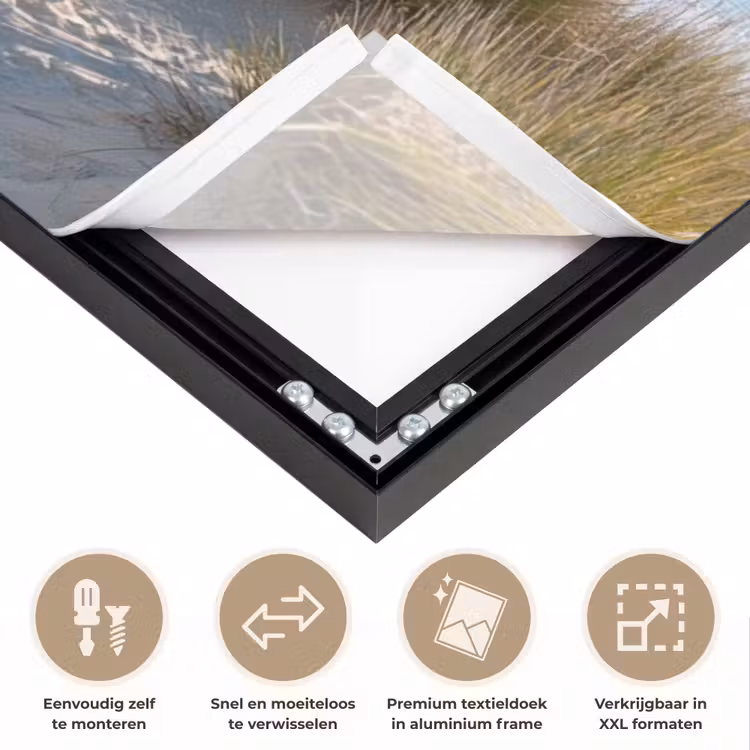 Strand - Zee - Duin - Zand - Zomer Textielframe zwart klein -USP_closeupNL