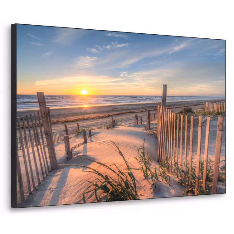 Strand - Zee - Duin - Zonsondergang - Landschap Textielframe zwart klein -3d