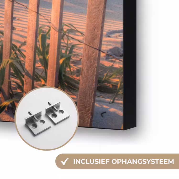 Strand - Zee - Duin - Zonsondergang - Landschap Textielframe zwart klein -USP_ophangsysteemNL