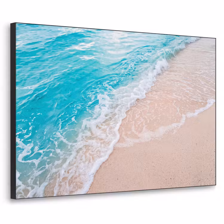 Strand - Zee - Golf - Natuur - Blauw Textielframe zwart klein -3d