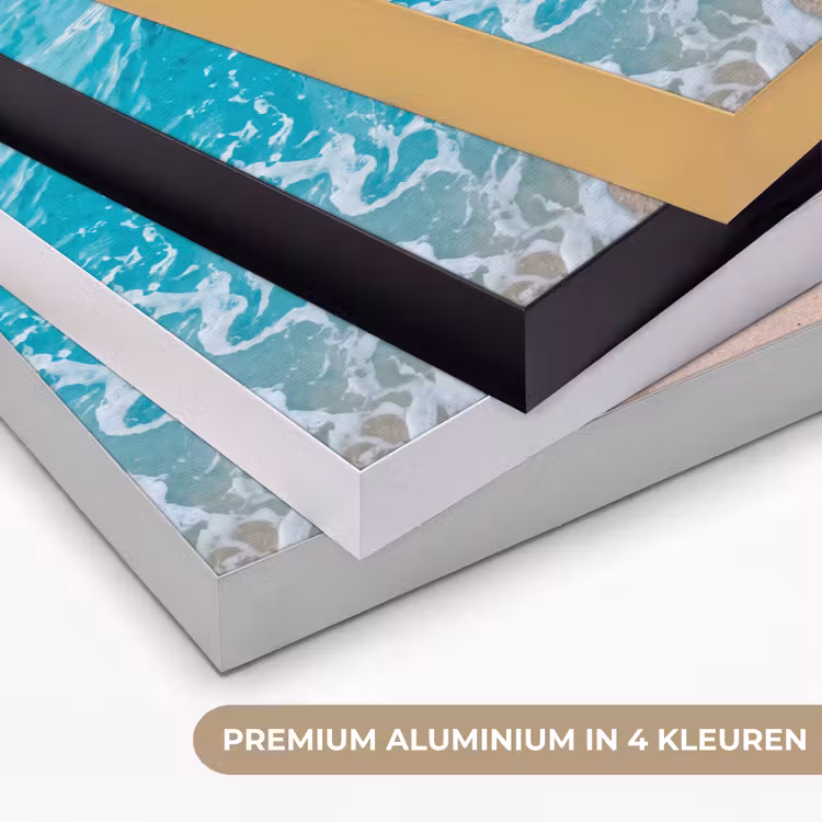 Strand - Zee - Golf - Natuur - Blauw Textielframe zwart klein -USP_kleurenNL