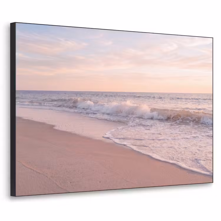 Strand - Zee - Golven - Natuur - Zonsondergang Textielframe zwart klein -3d