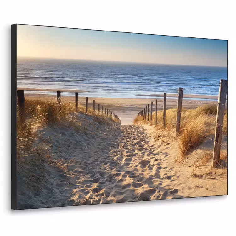 Strand - Zee - Nederland - Duinen - Zon Textielframe zwart klein -3d
