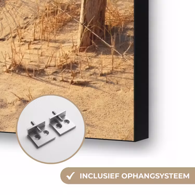 Strand - Zee - Nederland - Duinen - Zon Textielframe zwart klein -USP_ophangsysteemNL
