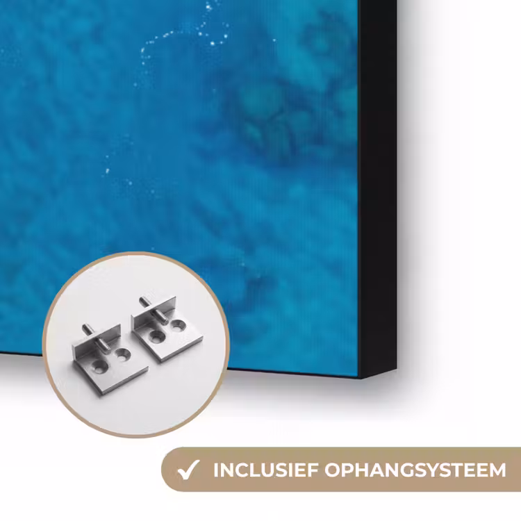 Strand - Zee - Rotsen - Natuur - Blauw Textielframe zwart klein -USP_ophangsysteemNL