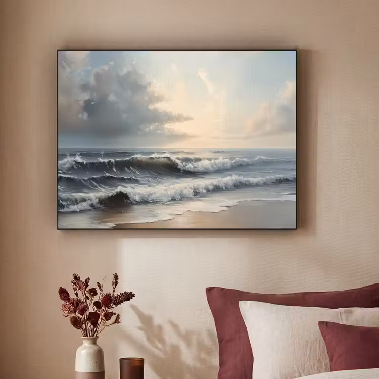 Strand - Zee - Zonsondergang Textielframe - compleet frame klein -sfeer1