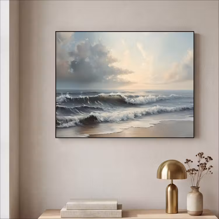 Strand - Zee - Zonsondergang Textielframe - compleet frame klein -sfeer2