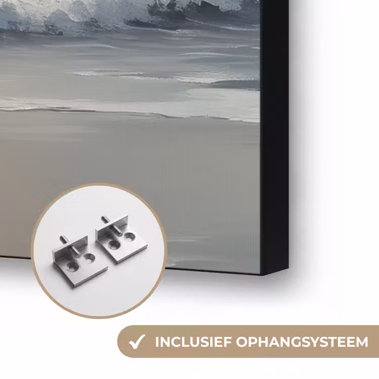 Strand - Zee - Zonsondergang Textielframe zwart klein -USP_ophangsysteemNL