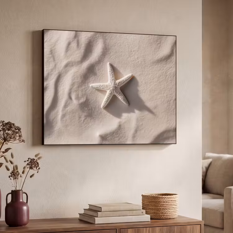 Strand - Zeester - Zand - Beige Textielframe - compleet frame klein -sfeer3