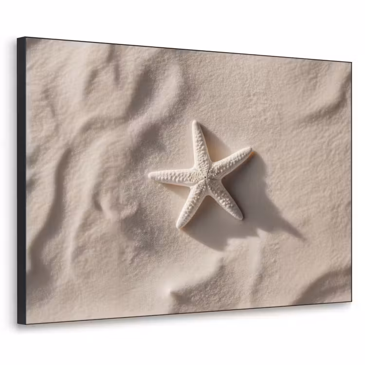 Strand - Zeester - Zand - Beige Textielframe zwart klein -3d