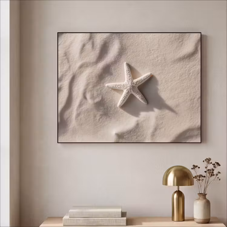 Strand - Zeester - Zand - Beige Textielframe - compleet frame klein -sfeer2