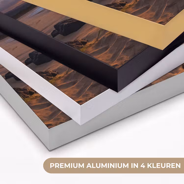 Strand - Zonsondergang - Golven - Natuur - Oranje Textielframe zwart klein -USP_kleurenNL