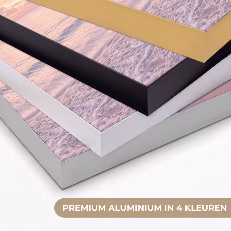 Strand - Zonsondergang - Natuur - Minimalistisch - Roze Textielframe zwart klein -USP_kleurenNL