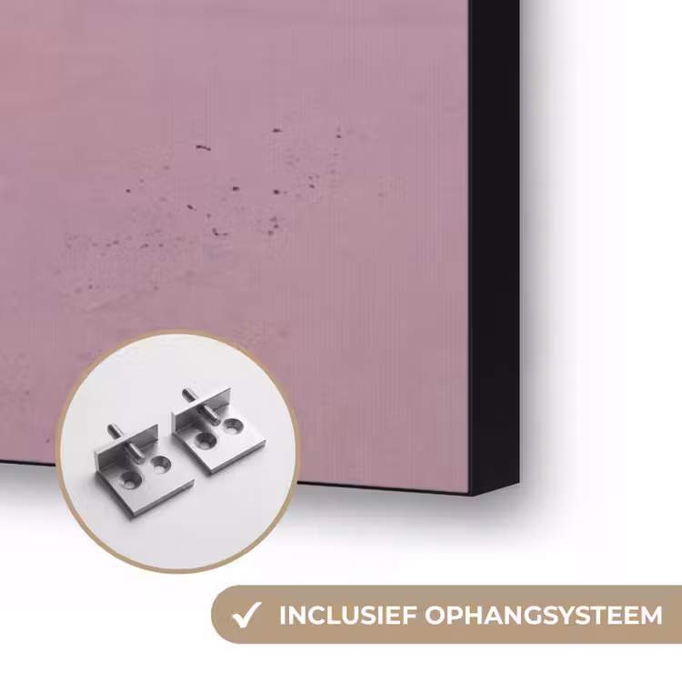 Strand - Zonsondergang - Natuur - Minimalistisch - Roze Textielframe zwart klein -USP_ophangsysteemNL