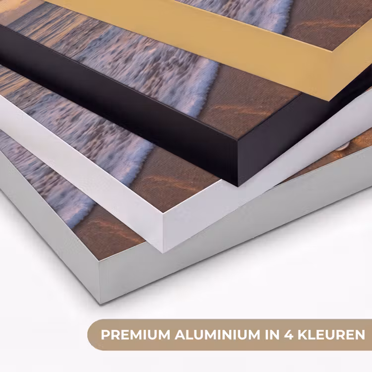 Strand - Zonsondergang - Palmbomen - Natuur - Oranje Textielframe zwart klein -USP_kleurenNL