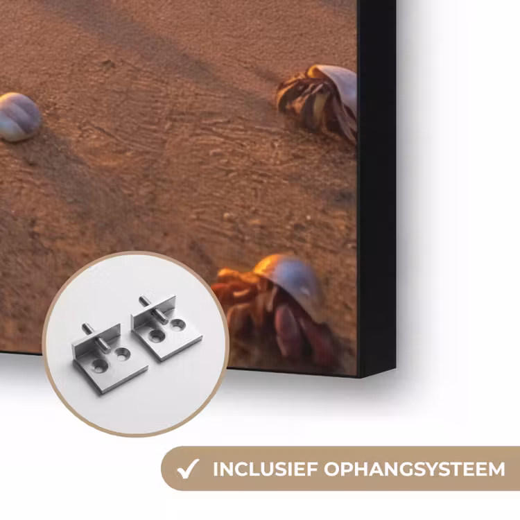 Strand - Zonsondergang - Palmbomen - Natuur - Oranje Textielframe zwart klein -USP_ophangsysteemNL