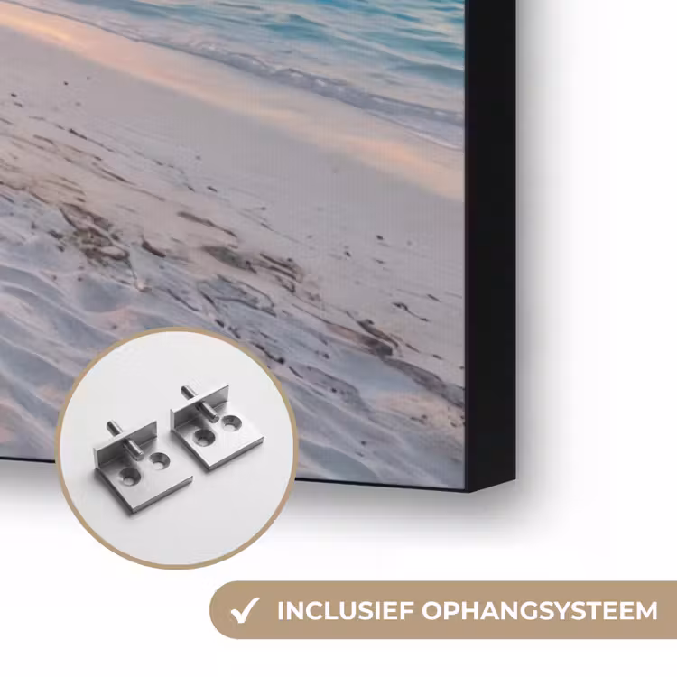 Strand - Zonsondergang - Palmbomen - Tropisch - Natuur Textielframe zwart klein -USP_ophangsysteemNL