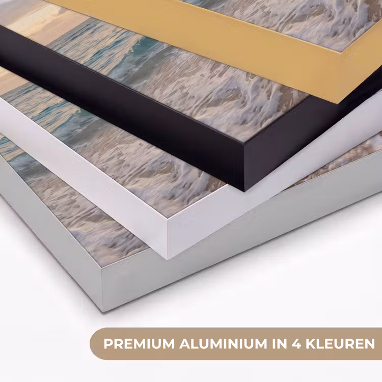 Strand - Zonsondergang - Tropisch - Natuur - Goud Textielframe zwart klein -USP_kleurenNL