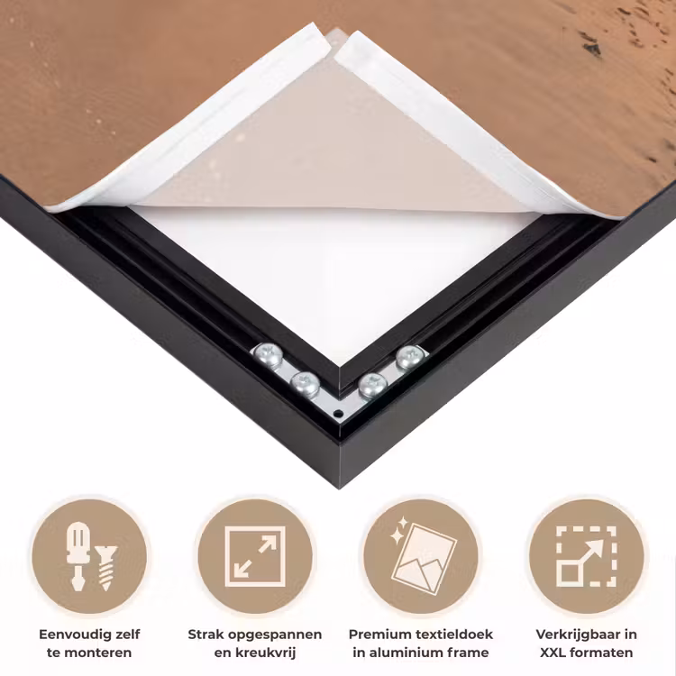 Strand - Zonsondergang - Tropisch - Natuur - Goud Textielframe zwart klein -USP_feed_closeupNL
