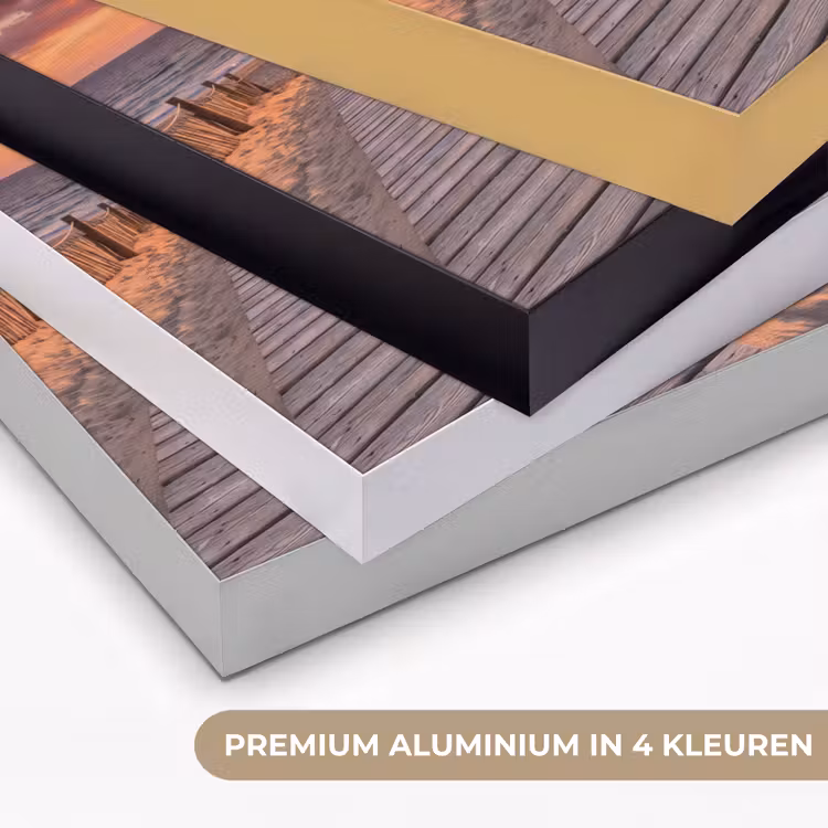 Strand - Zonsondergang - Zee - Natuur - Oranje Textielframe zwart klein -USP_kleurenNL
