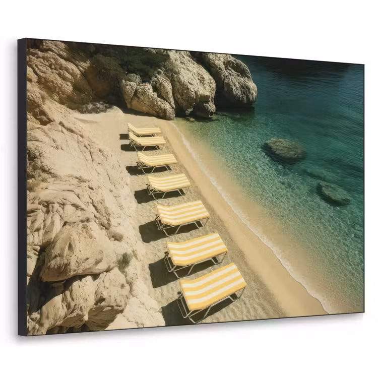 Strandbedden - Zee - Stenen - Baai Textielframe - compleet frame klein -3d