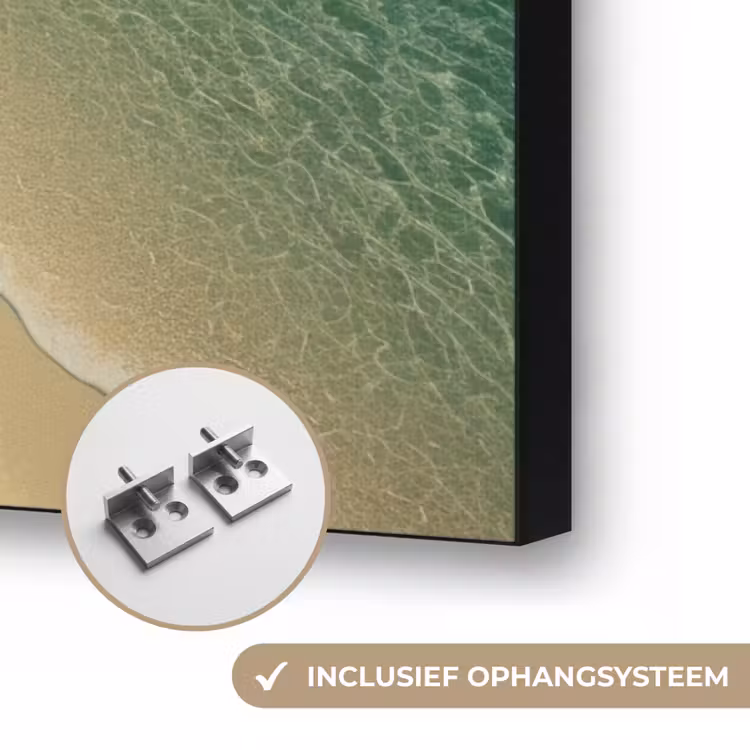 Strandbedden - Zee - Stenen - Baai Textielframe zwart klein -USP_ophangsysteemNL