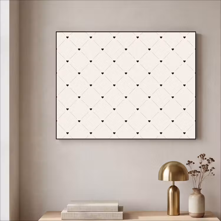 Streep - Hart - Wit - Zwart Textielframe zwart klein 947 -sfeer2