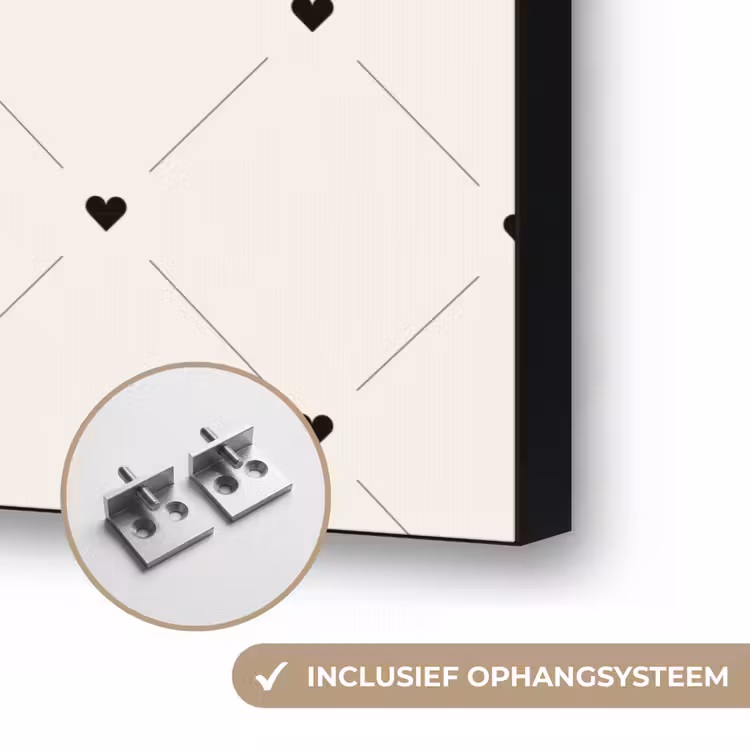 Streep - Hart - Wit - Zwart Textielframe zwart klein 947 -USP_ophangsysteemNL