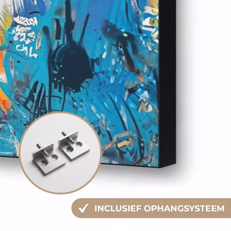 Street art - Tijger - Wit - Graffiti - Dieren Textielframe zwart klein -USP_ophangsysteemNL