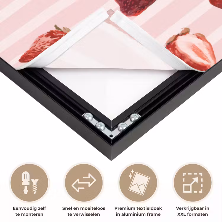Strepen - Aardbei - Roze Textielframe zwart klein 947 -USP_closeupNL