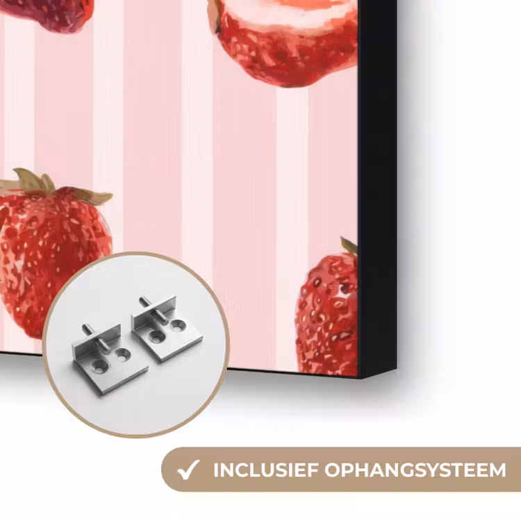 Strepen - Aardbei - Roze Textielframe zwart klein 947 -USP_ophangsysteemNL