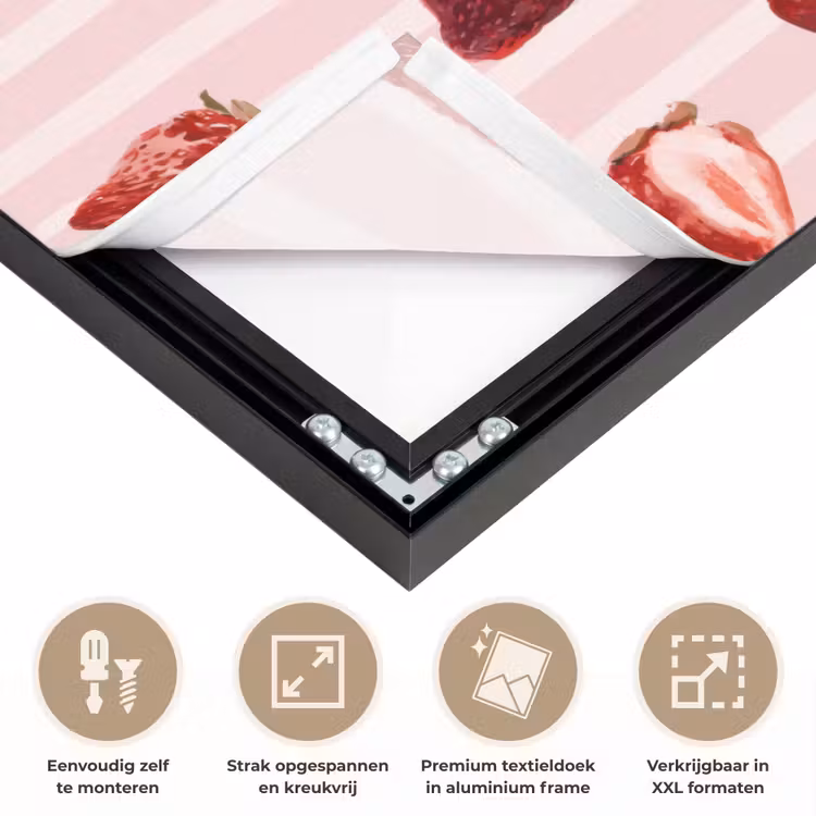 Strepen - Aardbei - Roze Textielframe zwart klein 947 -USP_feed_closeupNL